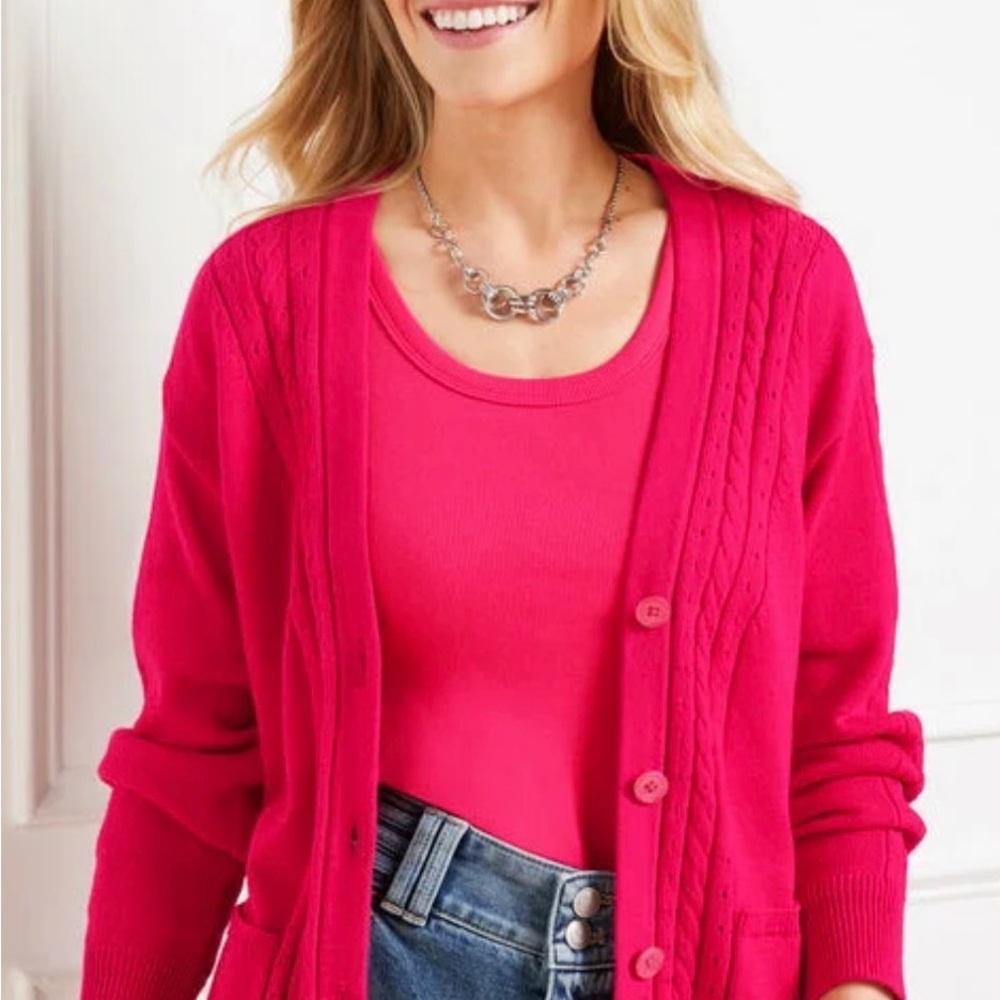 Talbots Fuchsia Cardigan Sweater
